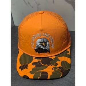 Field‎ Grade Orange Camo Eagle Trucker Hat Snapback F Around And Find Out FAFO